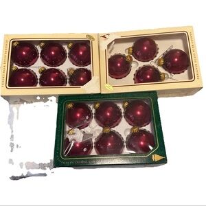 Christmas by Krebs Red Glass Ornaments (16) Vintage glass Made in USA